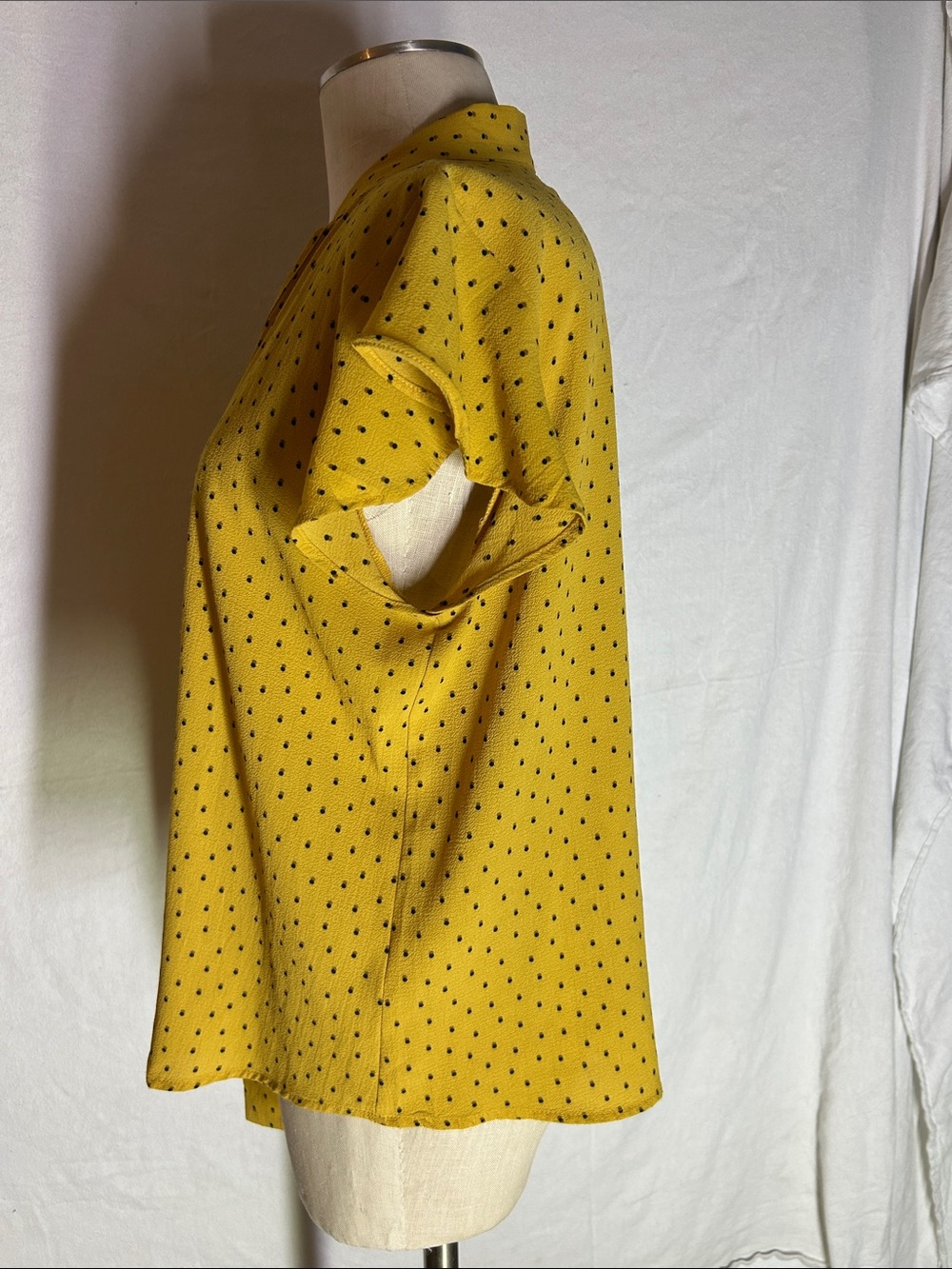 Sweet Wanderer Mustard Yellow Polka Dot Tie-Neck Blouse - Picture 2 of 4
